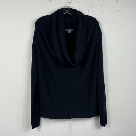 Vince Drape Front Cowl Neck Alpaca Wool Blend Boho Sweater in Black S Minimalist - Picture 3 of 9